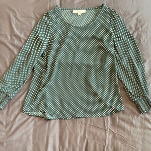 LOFT Green Polka Dot Blouse